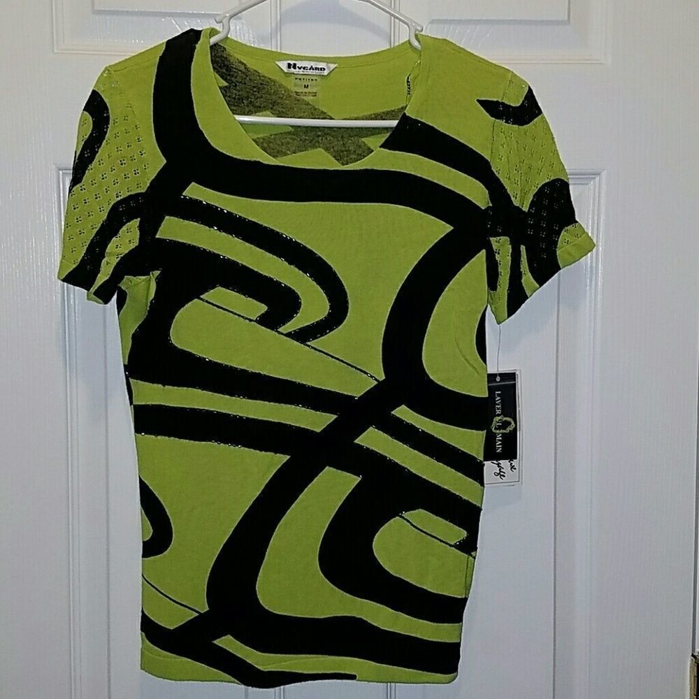 Nygard Lime green and blaxk sweater Sz. M/P NWT